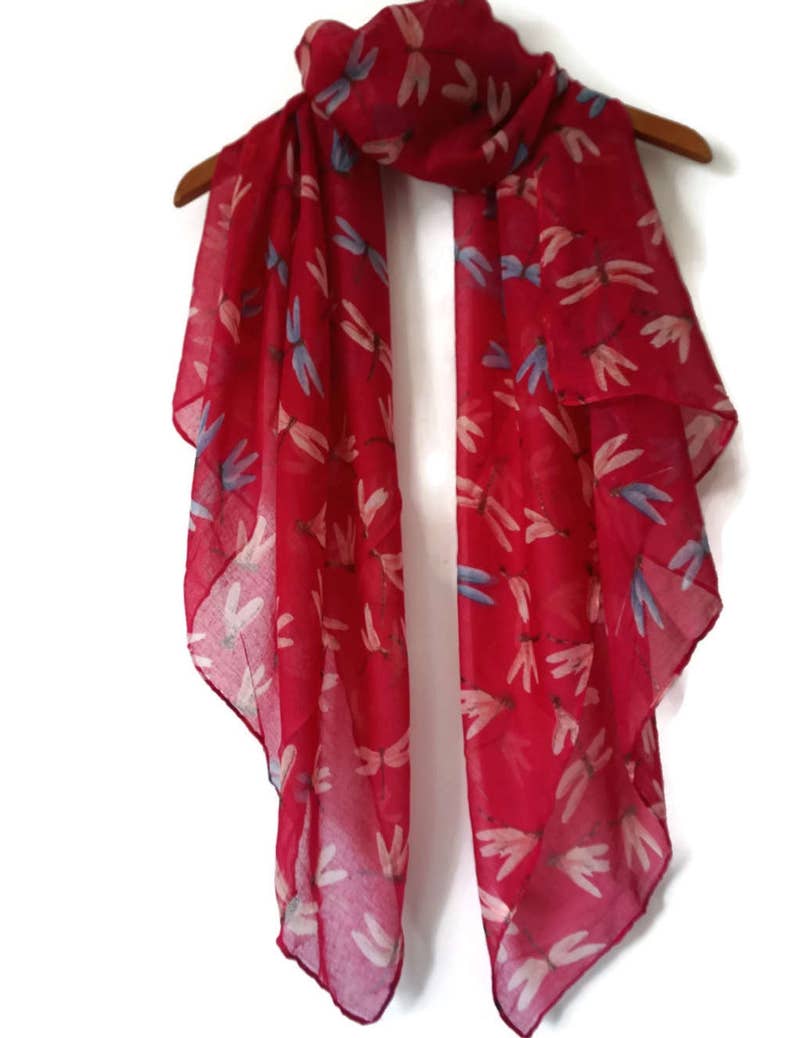 Dragonfly Print Scarf / Hot Pink Summer Scarf Women / Infinity - Etsy