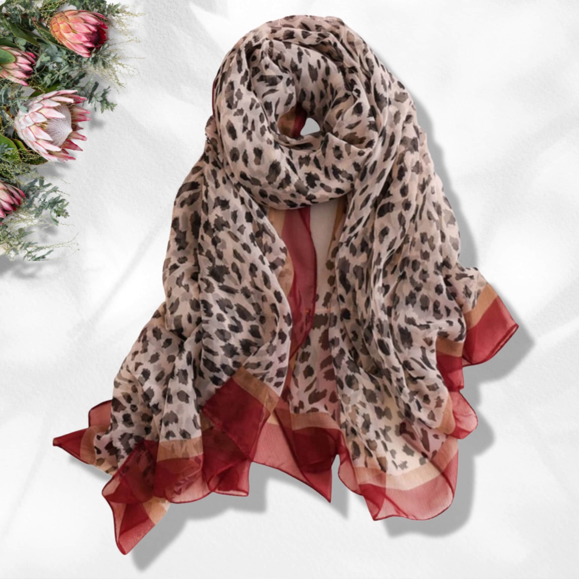 Leopard Silk Scarf - Red – Shiver + Duke