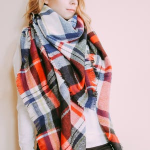 Plaid Blanket Scarf, Tartan Plaid Scarf, Tartan Scarf, Plaid Shawl, Oversized Scarf, Oversized Blanket Scarf, Monogram Personalized Scarf