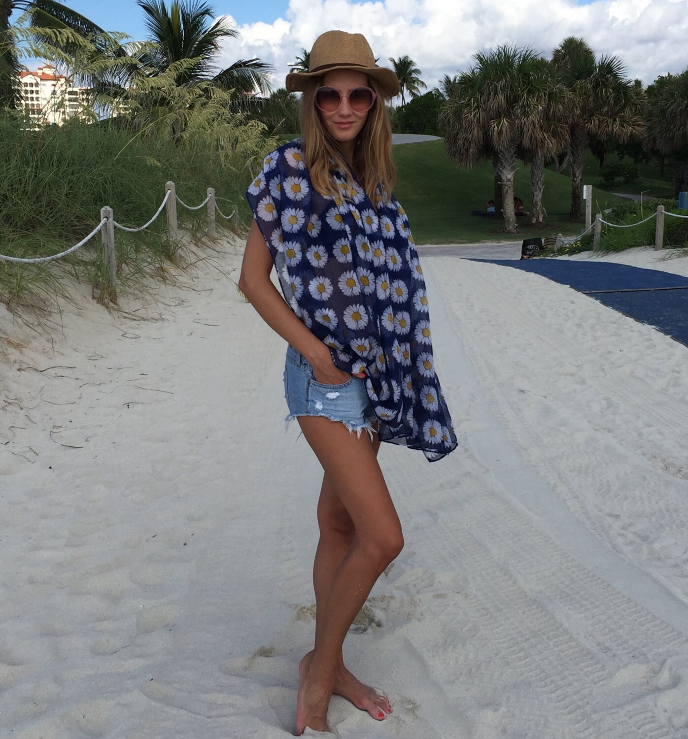 Navy Sarong Beach Wrap / Beach Sarong 