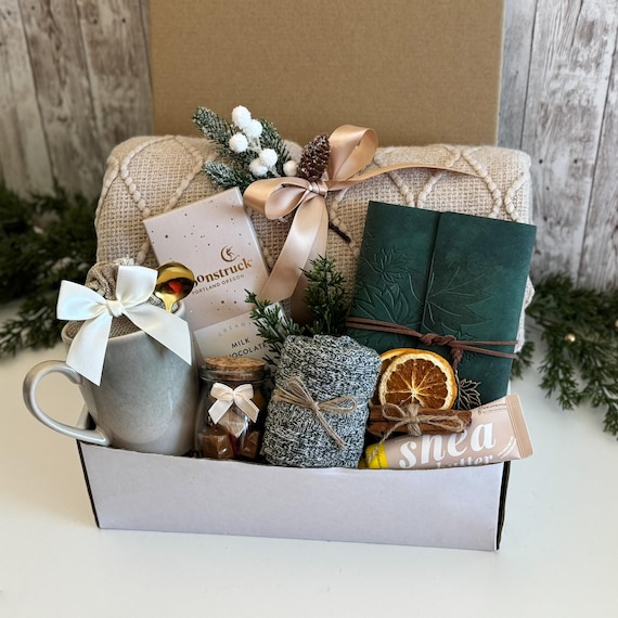 Hygge Gift Box with Blanket, Thank You Gift Basket, Thank You Gift or Friend, Care Package for Her, Gift Basket for Mentor, Coworker Gift
