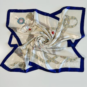 Ivory Large Square, Personalized Silk Scarf, Silk Head Scarf, Woman Silky Scarf Head Scarf Wrap Shawl Mothers Day Gift for Women Birthday