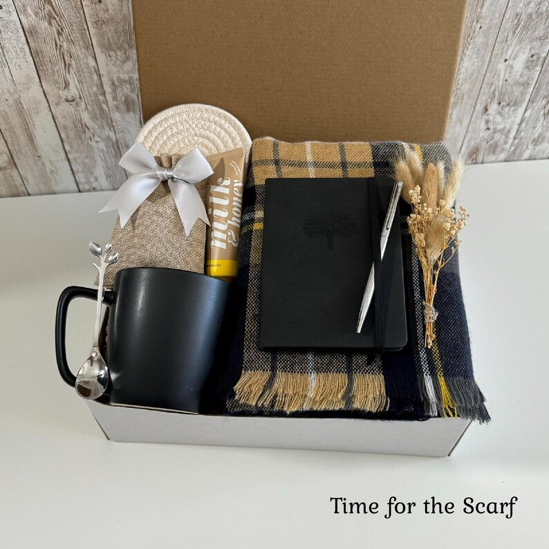 Hug care package for him, Hygge Self Care Gift Box, Christmas gift box, Gift box for Dad, Happy Birthday for Him, Fall gift box for men Time for the Scarf