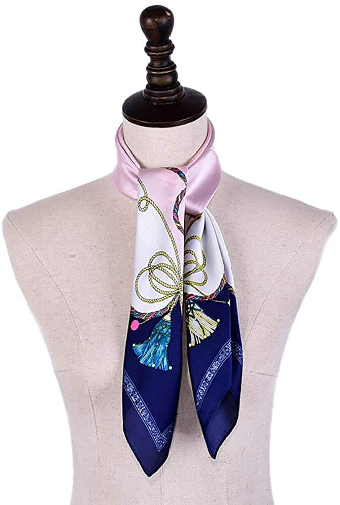 Navy & Pink Square Scarf Bandana Silk Head Scarf Women Scarves - Etsy