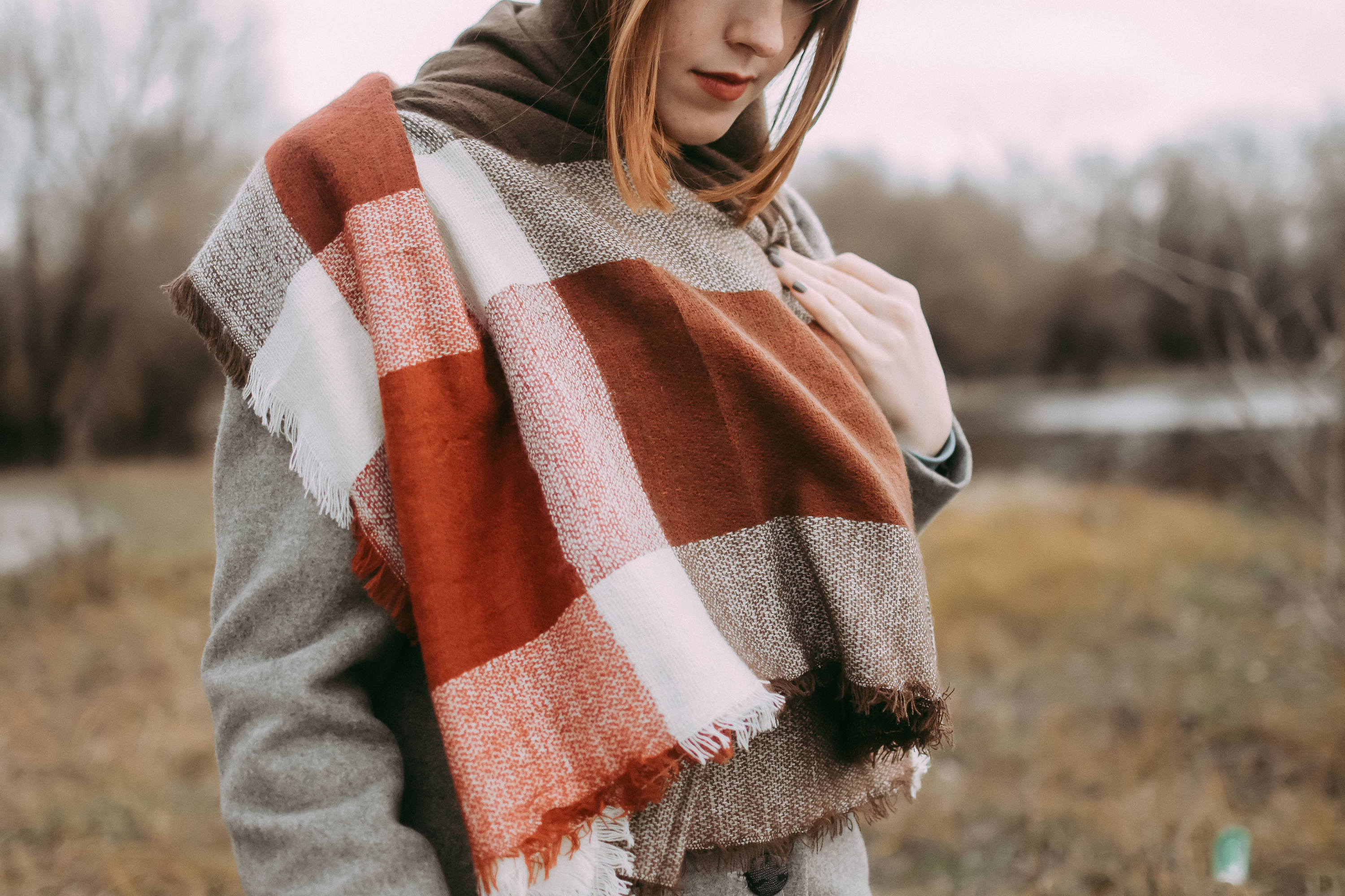 Monogram Blanket Shawl - Oversized Square Black Scarf