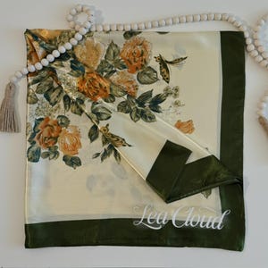 Olive Green Head Scarf Large Satin Scarf Silky Ponytail Scarf Woman Silk Scarf Hair Scarf Personalized Gifts Mothers Day Gift for Her