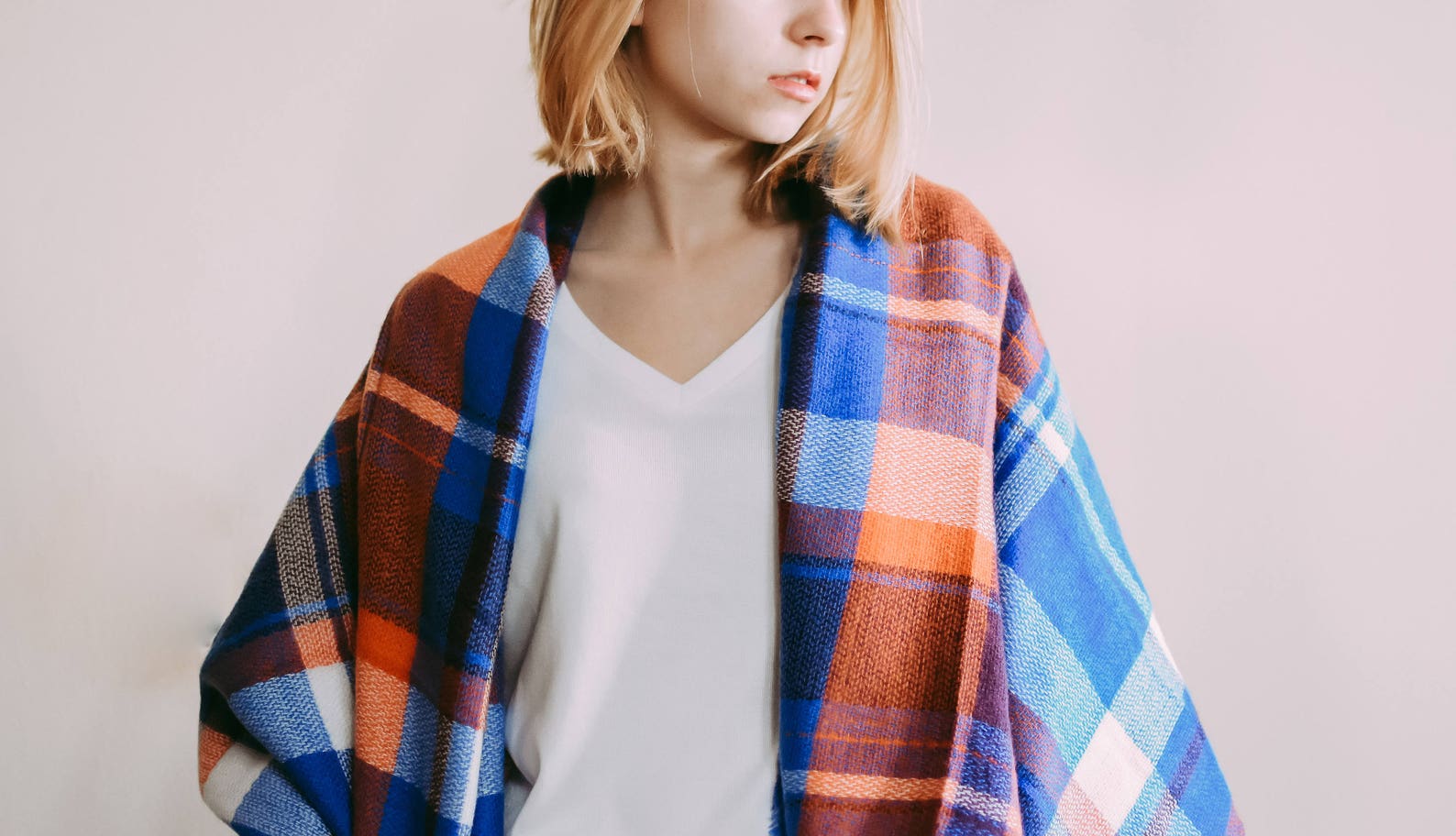 Sapphire Blue & Orange Blanket Scarf Oversized Scarf Etsy