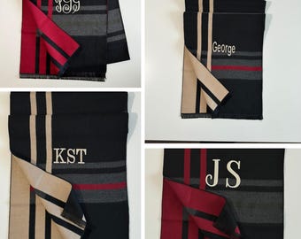 Winter Men Scarf, Personalized Scarf, Birthday Gift for Men Personalized Gift, Monogrammed Scarf, Fall Scarf for Dad, Winter Scarf for Dad