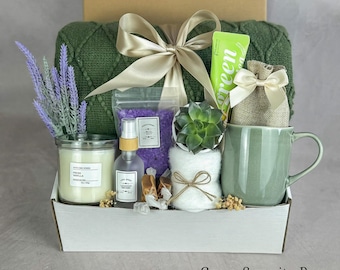 Sending Healing Vibes Gift Box For Women, Gift Basket With Blanket, Self care gifts for her, Get Well Gift For Her, Thinking Of You Gift