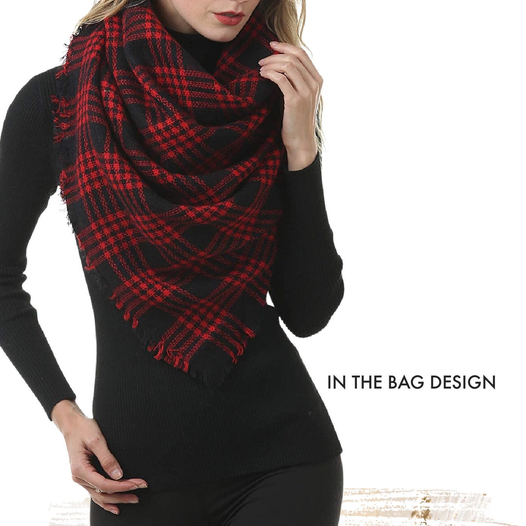 Black & Red Blanket Scarf Plaid Shawl Personalized Scarf Etsy