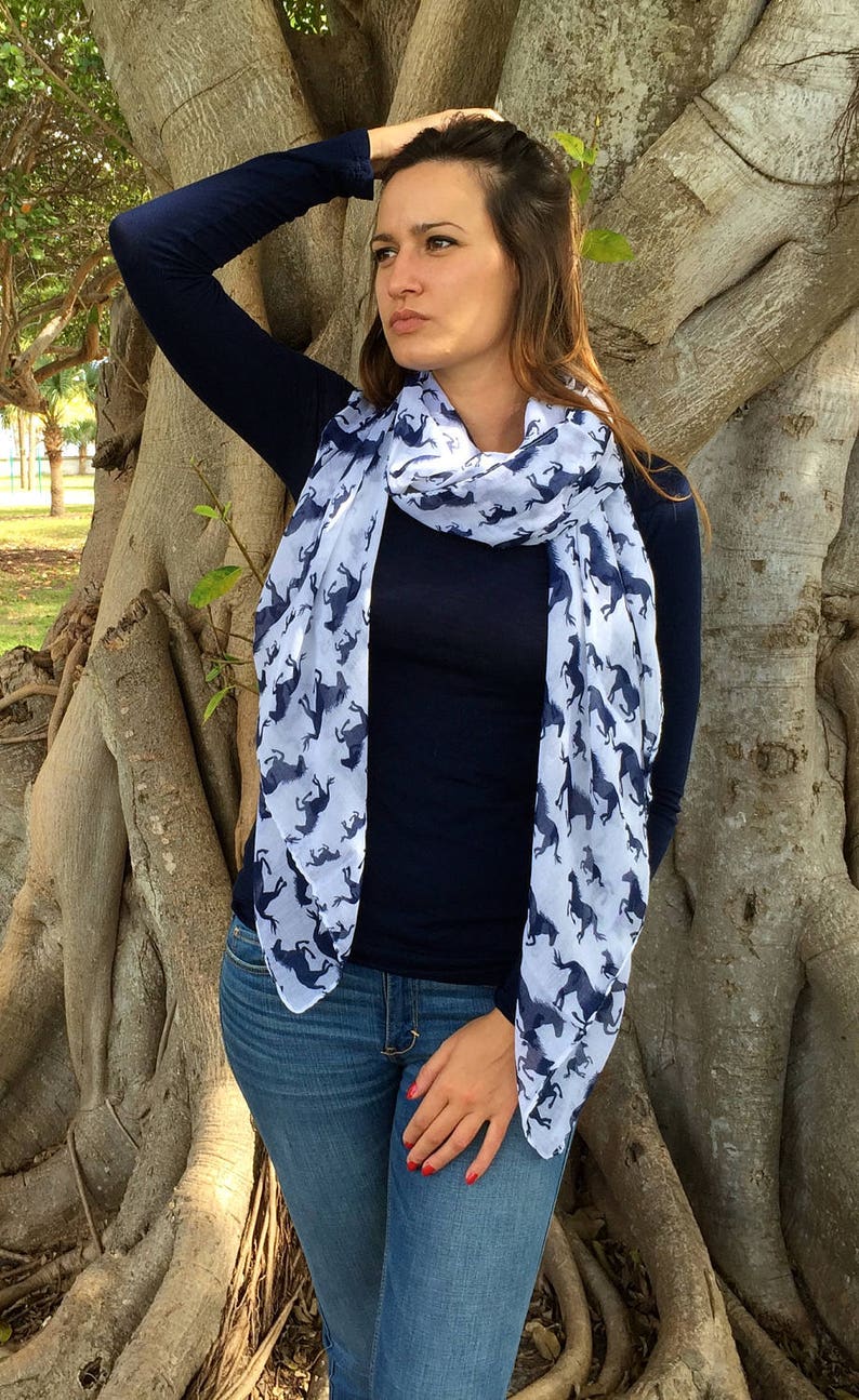 White Horse Print Scarf / Animal Scarf / Personalized Gifts Etsy