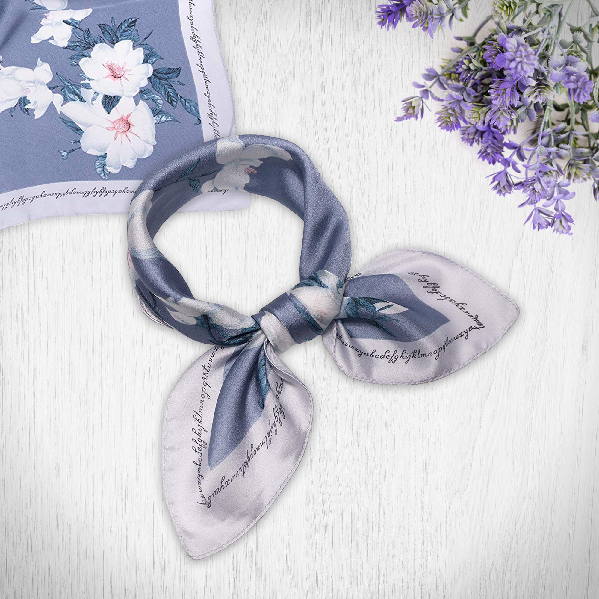 Tea Silk Scarfs for Women Floral Print Satin Scarf for Headscarf Hair –  HanSi scarf