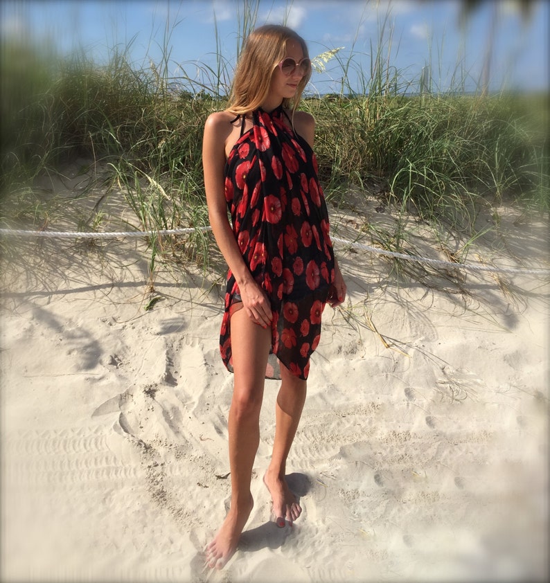 Black Sarong Beach Wrap / Beach Cover Ups / Swim Cover Ups / Etsy