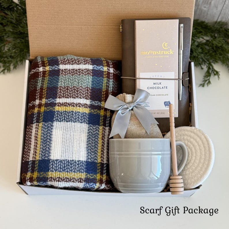 Hug care package for him, Hygge Self Care Gift Box, Christmas gift box, Gift box for Dad, Happy Birthday for Him, Fall gift box for men Scarf Gift Package