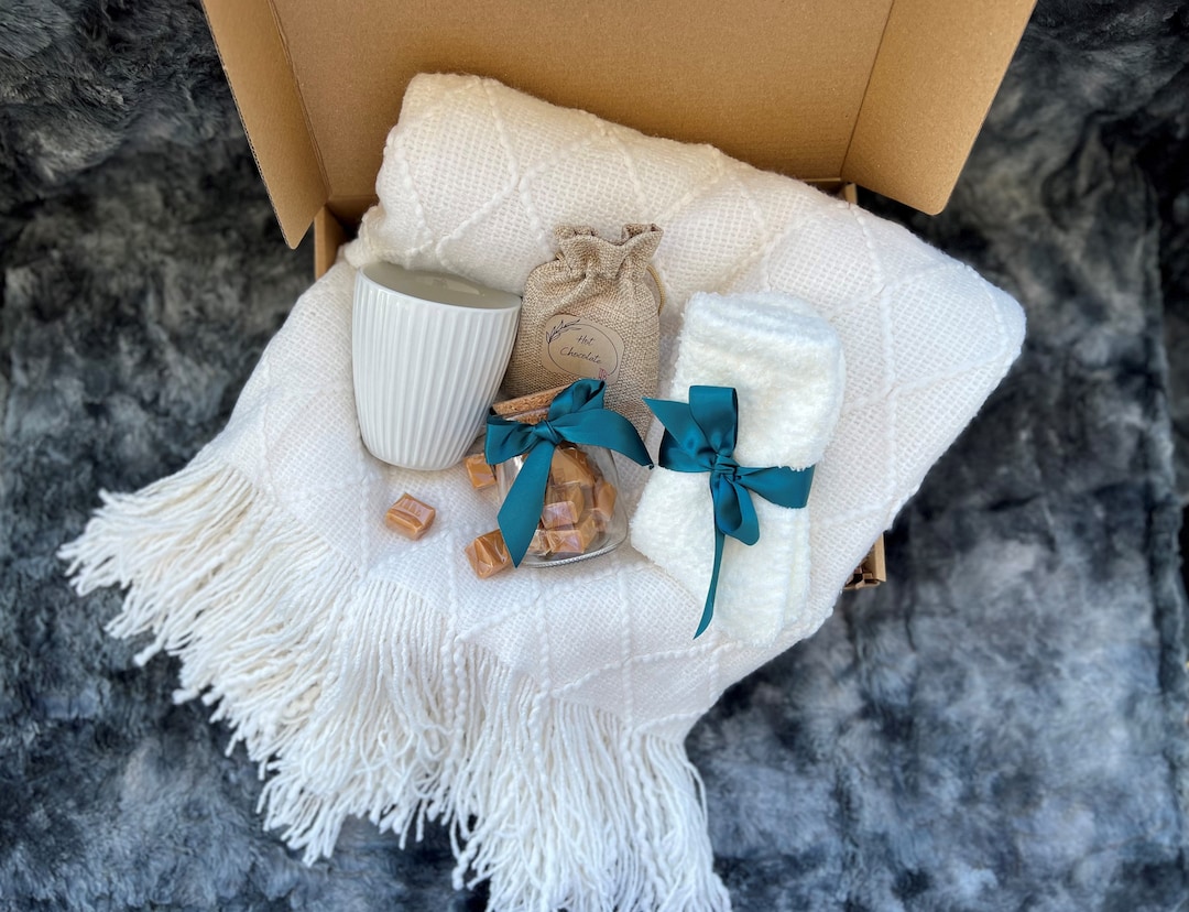 Boho Cozy Blanket Gift Box Happy Birthday Gift Box for Women Housewarming Gift Box Hygge Gift