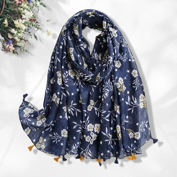 Navy blue summer scarf deals