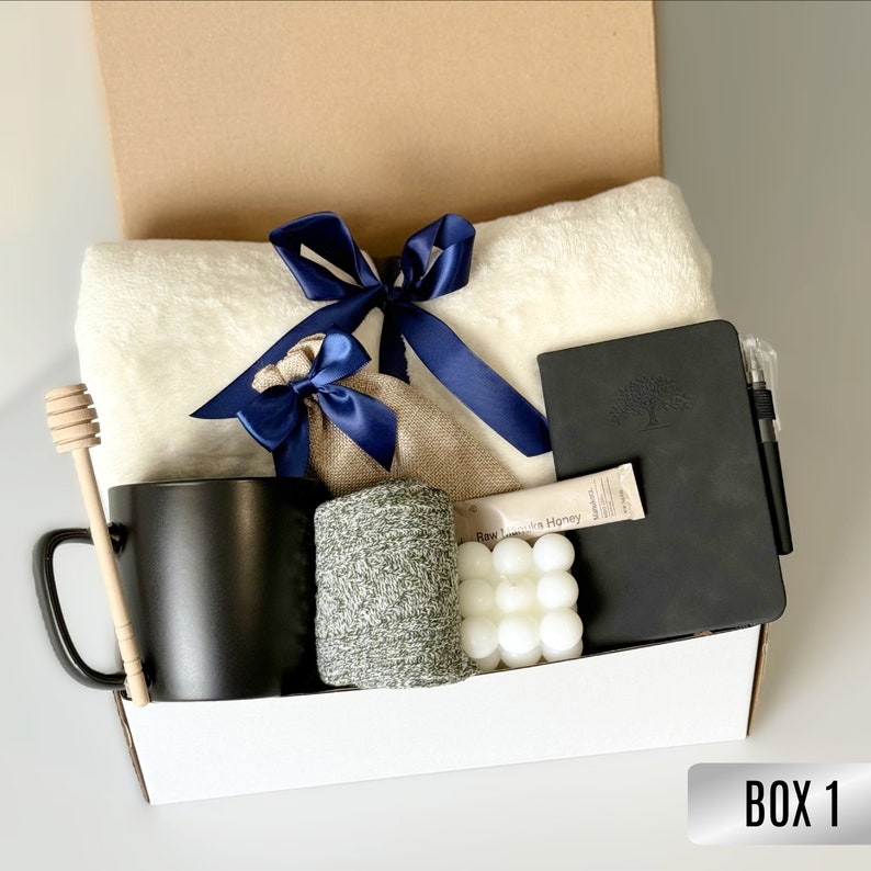 Sending a hug care package, Warm and fuzzy gift basket, Thinking of you care package for men, Male get well soon basket, Succulent gift box Box 1