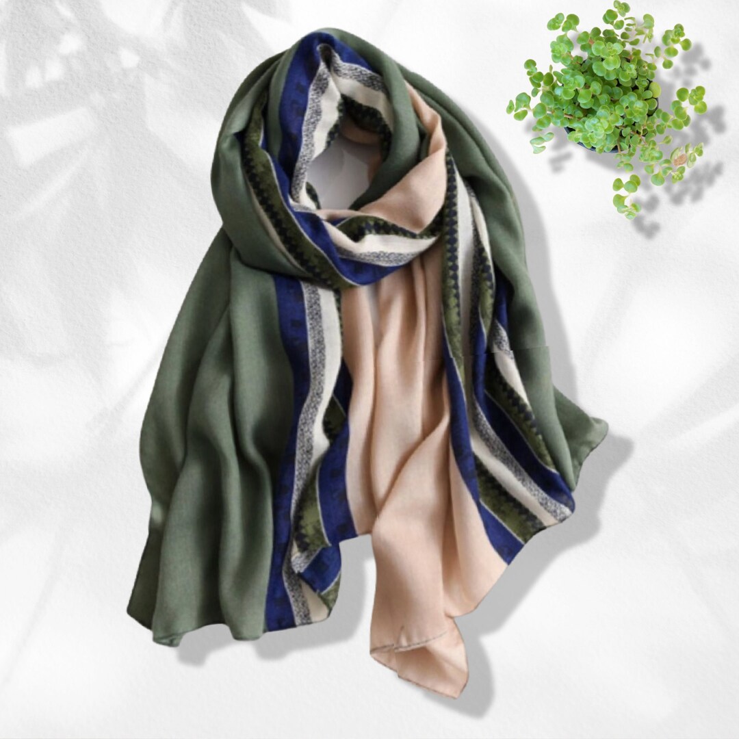 Écharpe S.Oliver Bleu-vert à Motifs Plaid - 100% Polyester - Neuve Avec étiquettes