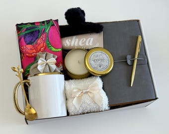 Happy Mother's Day Gift Box with Scarf, Hot Pink Satin Scarf Gift Box with Mug & Journal: Birthday Gift for Her
