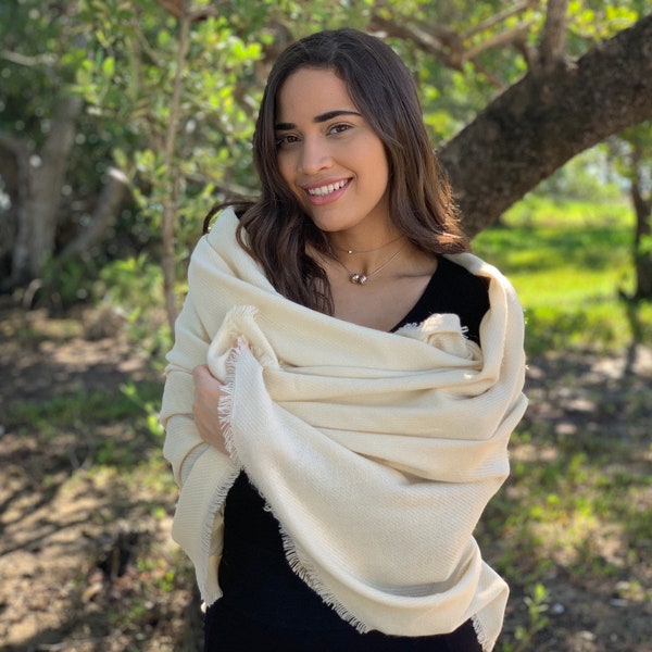 Ivory Blanket Scarf Personalized Wedding Blanket Favors Winter Scarf Oversized Scarf Bridesmaid Shawl Monogram Personalized Scarf Mom Gift