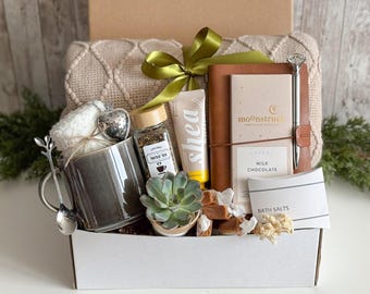 Healing Gift Box for Women, Get Well Soon Care Package with Blanket, Thoughtful Gift for Her, Thinking of You Gift Basket, Comfort Basket