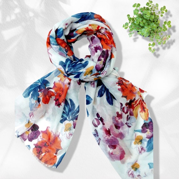 Colorful Flowers Print Scarf Spring Summer Scarf Women Infinity