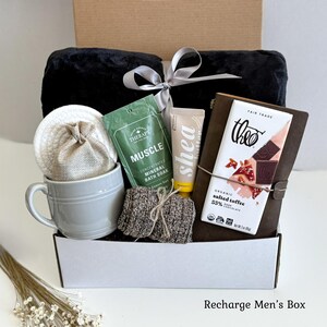 Gift basket for men, Cozy Gift Box for Him, Care Package For Him, Surgery care package for men, Christmas gift baskets for men Recharge Men’s Box