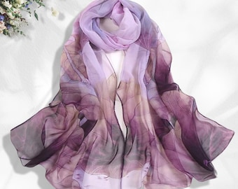 Purple Summer Scarf Silky Women Scarves Infinity Scarf Loop Gifts For Her Personalized Scarf Shawl Soft Chiffon Long Wrap Mothers Day Gift