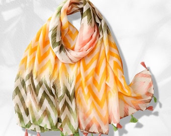Orange Scarf Personalized Gift Scarves Wrap Shawl Soft Women Scarf Mothers Day Gift for Her Cotton Scarf Lightweight Soft Long Scarf