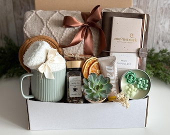 Hygge Gift Box with Blanket, Thank You Gift Basket, Thank You Gift or Friend, Care Package for Her, Gift Basket for Mentor, Coworker Gift