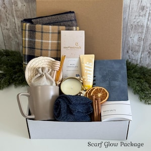 Gift basket for men, Cozy Gift Box for Him, Care Package For Him, Surgery care package for men, Christmas gift baskets for men Scarf Glow Package