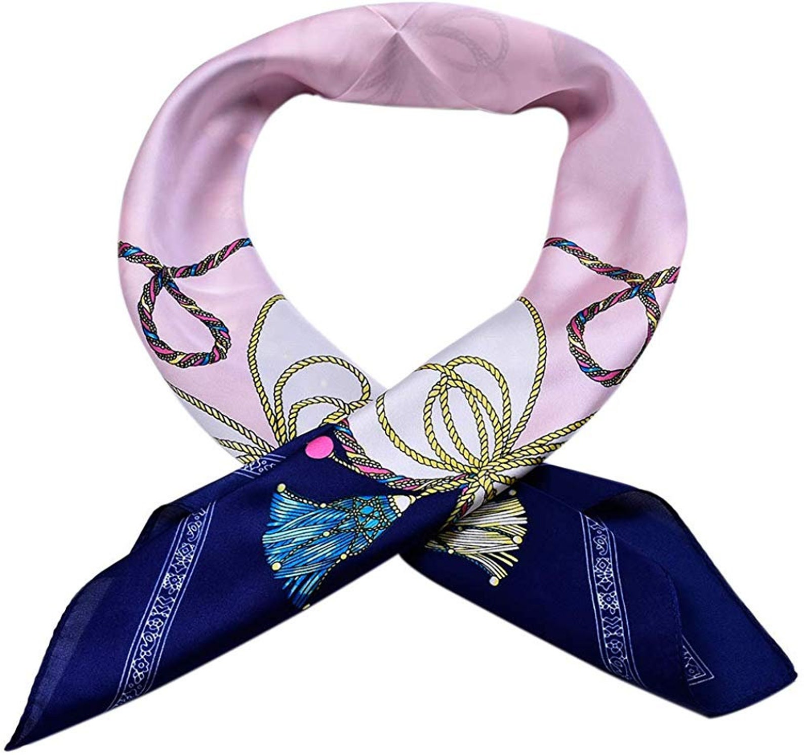 Navy & Pink Square Scarf Bandana Silk Head Scarf Women Scarves - Etsy