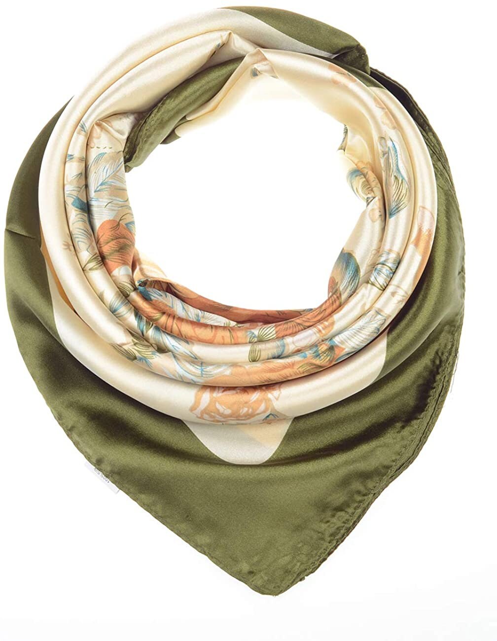 Olive Green Head Scarf Large Satin Scarf Silky Ponytail Etsy