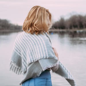 Gray & White Plaid Blanket Scarf, Plaid Shawl, Tartan Scarf, Oversized Scarf, Personalized Gift, Monogrammed Blanket Shawl, Bridesmaid Shawl