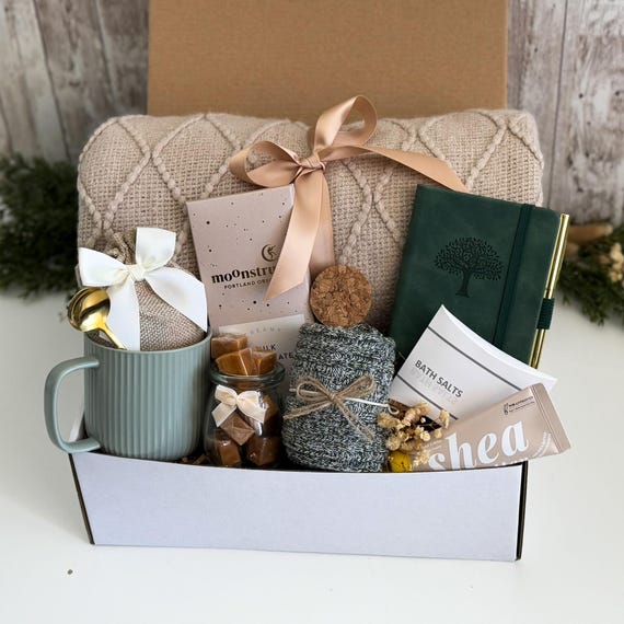 Birthday Gifts For Women, Self Care Get Well Soon Gifts, Lavender Relaxing Spa Gift Basket Care Package W Blanket, Valentines Mothers Day
