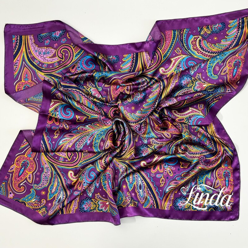Silk Scarf in Beige/Purple