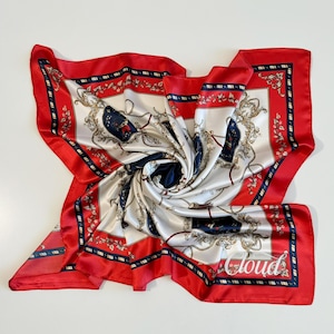 Red Head Scarf, Personalized Large Satin Scarf, Silky Ponytail Scarf, Woman Scarf Hair Scarf Wrap Personalized Gifts Mother&#39;s Day Gift