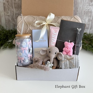 Pregnancy Care Package for Mom to Be, Postpartum Gift Box, New Mom Relaxation Basket, Expecting Mother Gift Set, Pregnancy gift box Elephant Gift Box