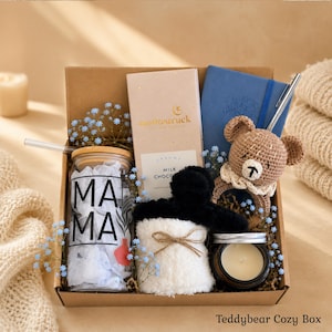 Pregnancy Care Package for Mom to Be, Postpartum Gift Box, New Mom Relaxation Basket, Expecting Mother Gift Set, Pregnancy gift box Teddybear Cozy Box