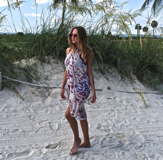 Beige Sarong Beach Wrap / Swim Cover 