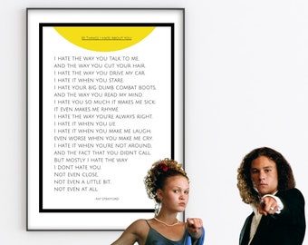 10 Things I Hate About You Kat Poem - Etsy