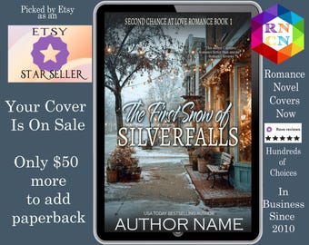 The First Snow of Silverfalls: romance book cover Indie Authors Budget covers,  Christian book, sweet romance book, winter, Christmas