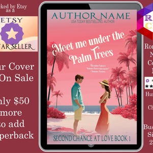 Meet me Under the Palm Trees: romance book cover Indie Authors Budget covers,  romance cover, contemporary book covers, summer beach romance