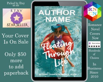 Floating Through Life Romance Book Cover,  sweet romance,  illustrated cover, summer romance