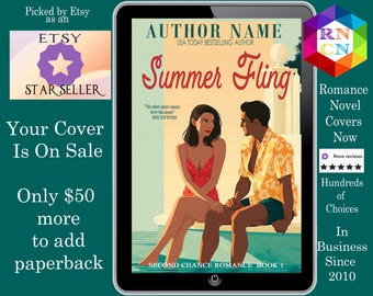 Summer Fling Romance Book Cover, Indie Author, sweet romance,  illustrated, summer romance