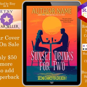Sunset Drinks for Two: romance book cover Indie Authors Budget covers,  romance cover, contemporary covers, summertime beach romance cover