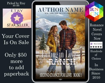 Falling in Love on the Ranch: Premade Book Cover Sweet Wholesome romance, friends to enemy romance covers, western romance, Ebook Cover