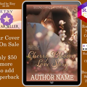 Cherry Blossom Love Story: Premade Book Cover Sweet Wholesome romance, contemporary romance, women&#39;s fiction romance, friends romance