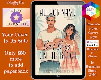 Bad Boys on the Beach: Portada de libro prediseñada. Romance dulce y saludable, romance de oficina, romance de comedia romántica, portada de libro electrónico, romance de playa de verano.