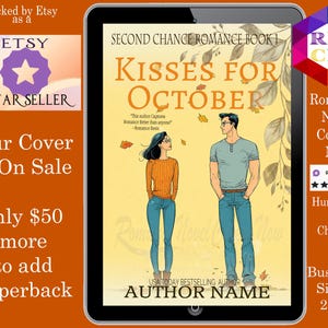 Beijos para Outubro: Capa de Livro Pré-pronta Romance doce e saudável, romance de escritório, romance de comédia romântica, capa de e-book, romance cristão doce de outono
